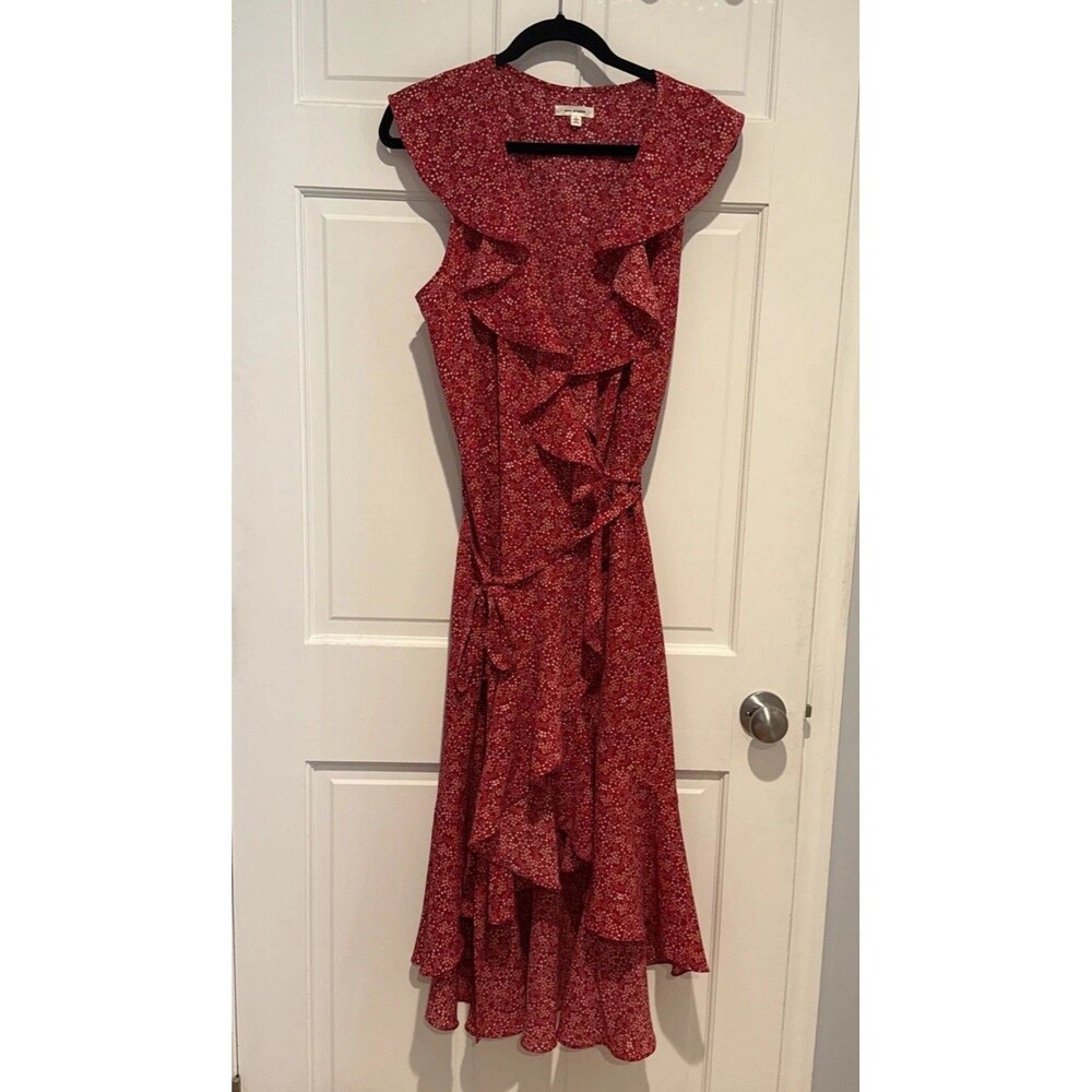 Max Studio Long Floral Ruffle Wrap Ted Dress Size Large
